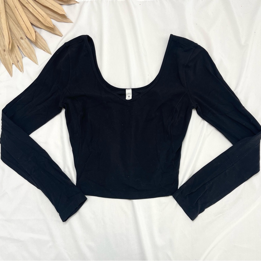 Lululemon Athletica Align Black Long Sleeve Nulu Cropped Yoga Top Shirt Size 6